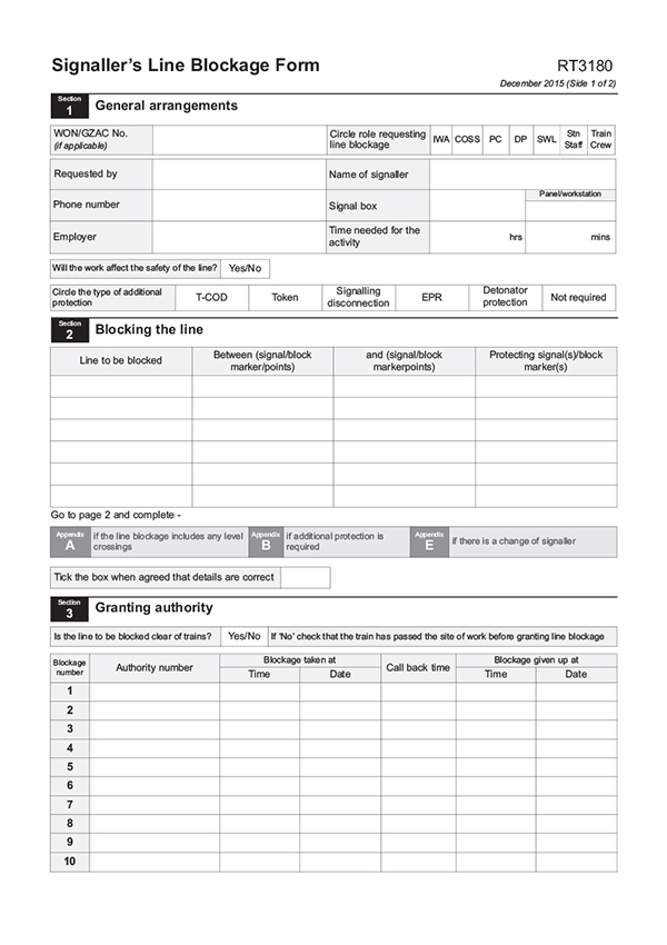 Signallers Line Blockage..December 2015 (packed in 10's)